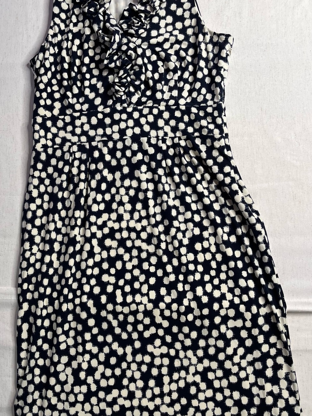 Navy & White Polka Dot Dress-  Wmns Size 4 - Summer Wedding Guest Dress